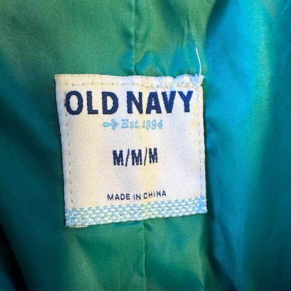 Old Navy Fleece Pea Coat Womens Medium Green Belted Double Breasted Classic - Picture 7 of 9
